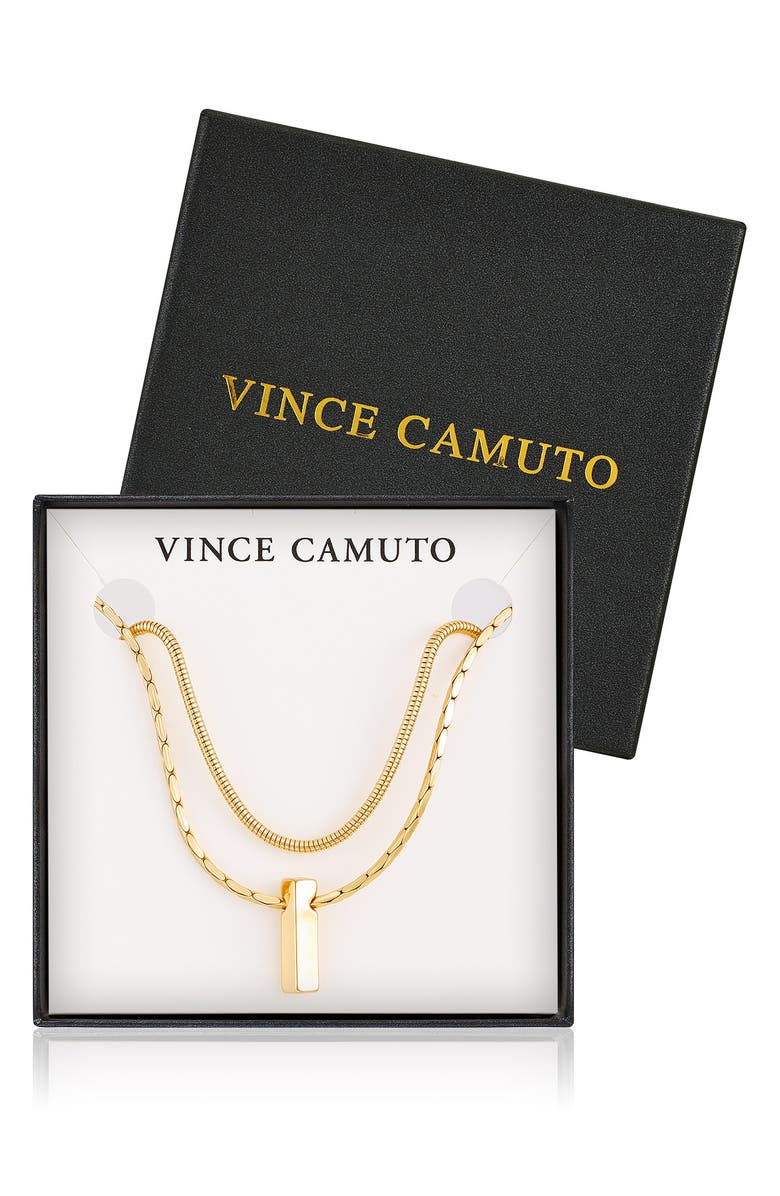 Vince Camuto Set of 2 Snake Chain & Bar Pendant Necklaces, Alternate, color, Gold Tone