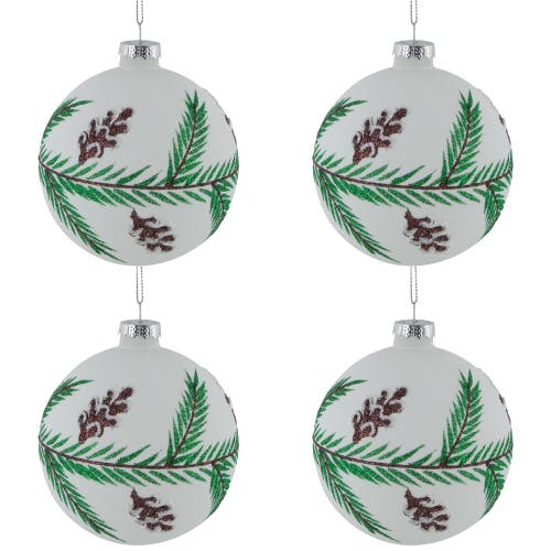 Northlight Glittered Glass Ball Christmas Ornaments With Pine Cones In Green