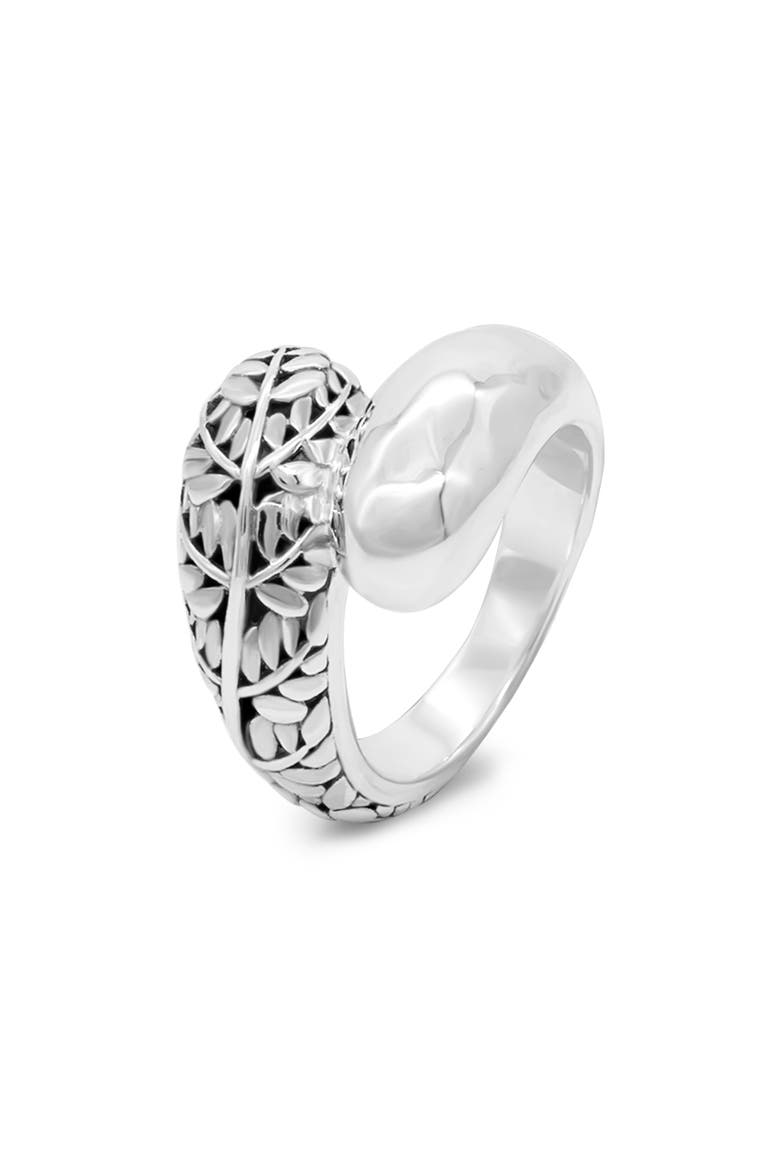Sterling Silver Bali Leaf Bypass Ring, Alternate, color, SILVER