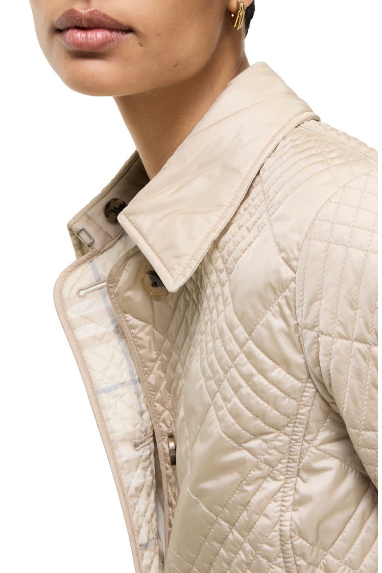 Fernleigh Quilted Jacket with Detachable Leather Collar, Alternate, color, STONE BEIGE
