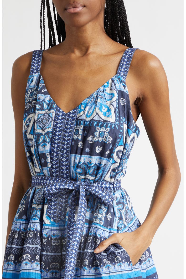 Ocean Mixed Print Cotton Minidress, Alternate, color, NAVY PIAZZA