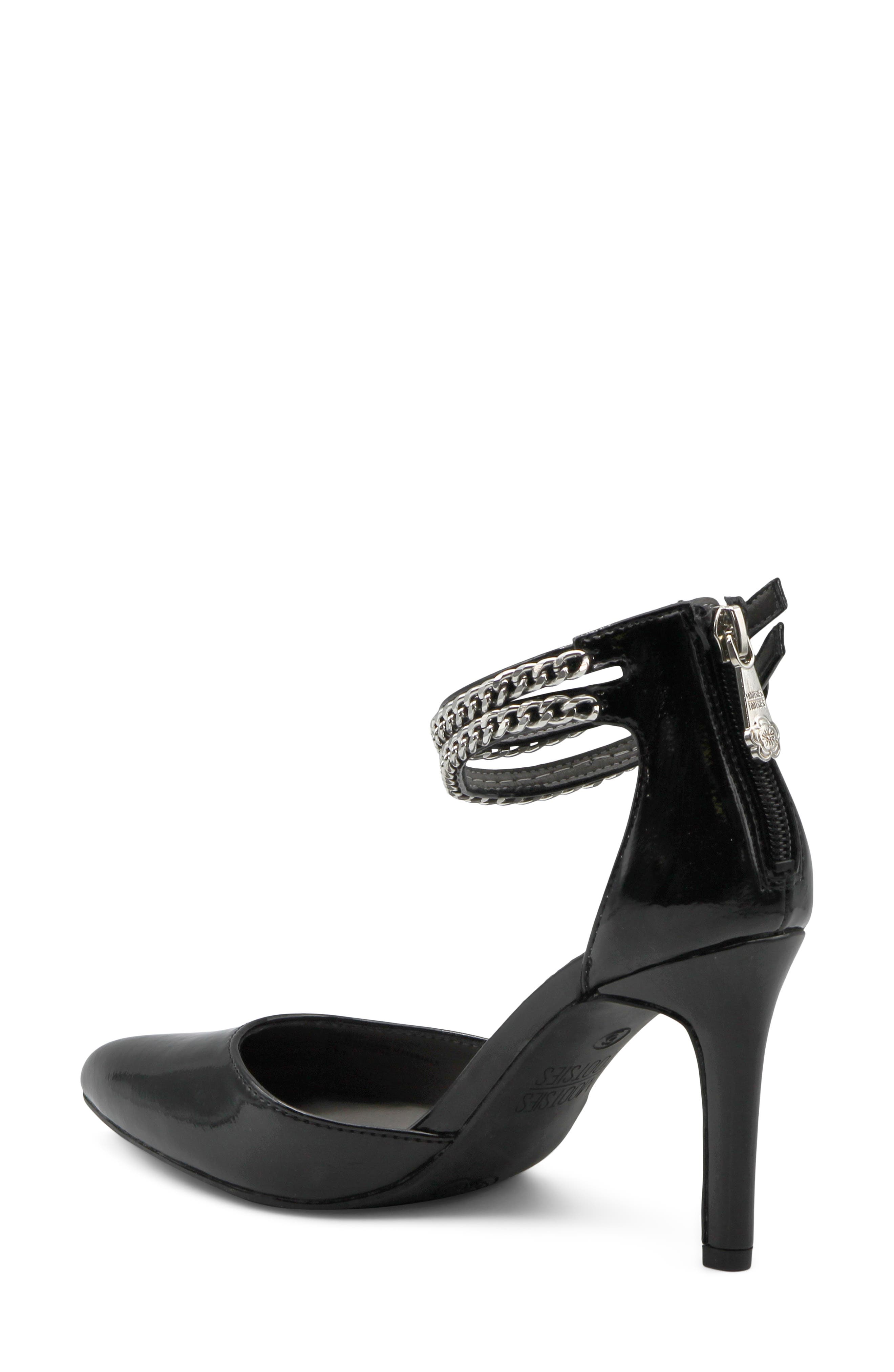 Anjel Pointed Toe Anke Strap Pump, Alternate, color, BLACK