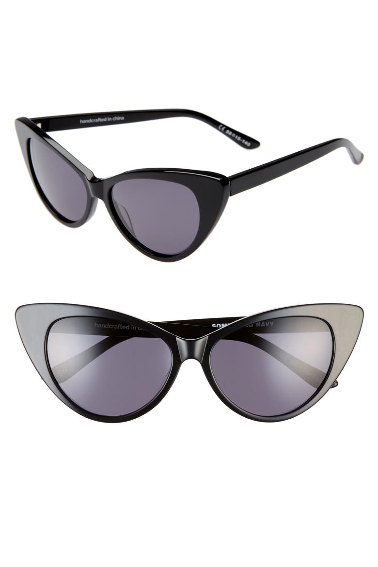 55mm Cat Eye Sunglasses (Nordstrom Exclusive), Main, color, BLACK