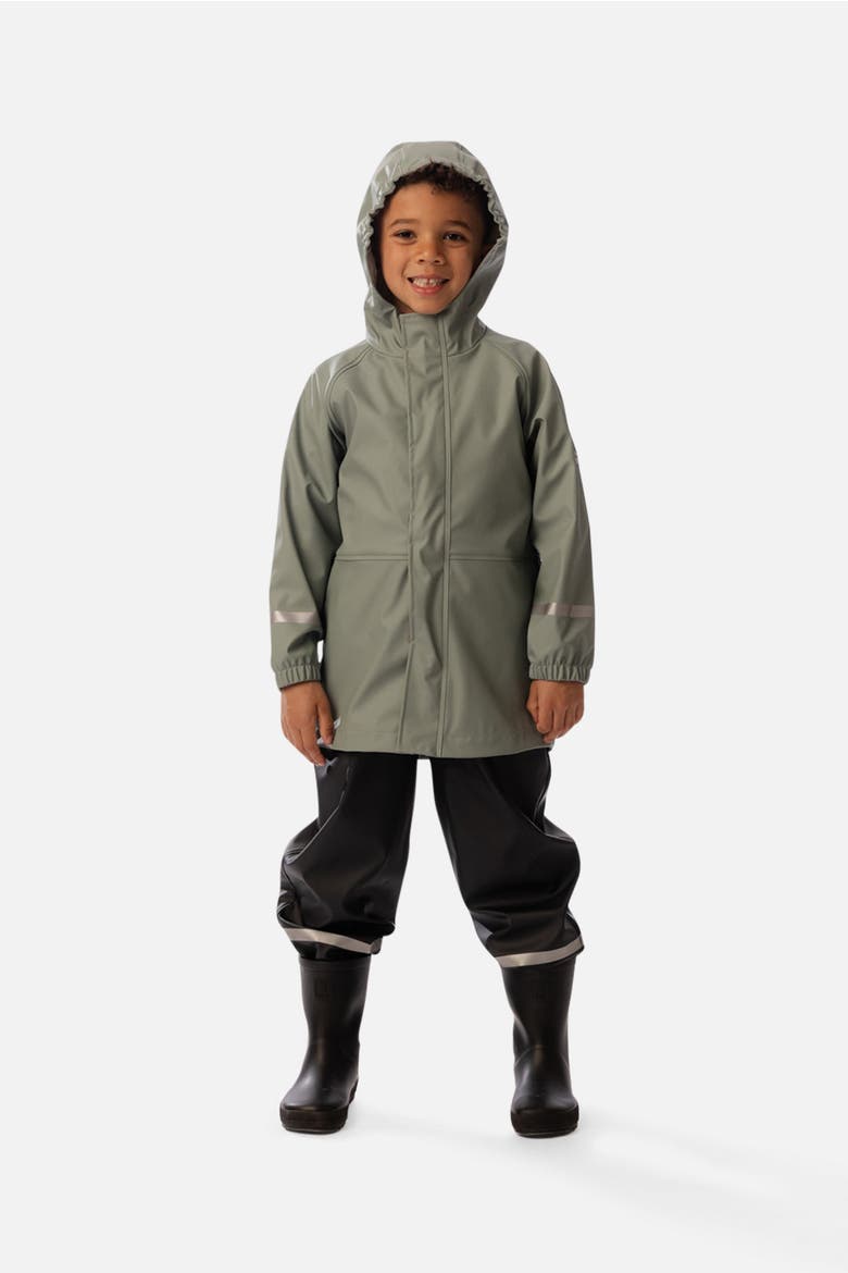 Color Block Hooded Reflective Rain Jacket, Alternate, color, Sage Green