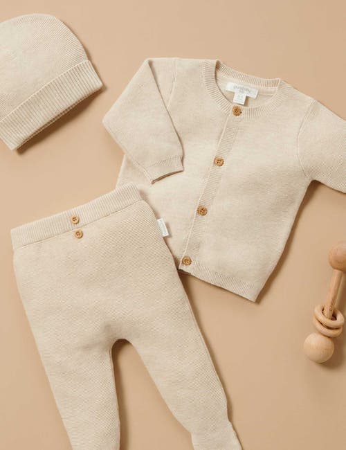 Purebaby Textured Knit Cardigan In Brown