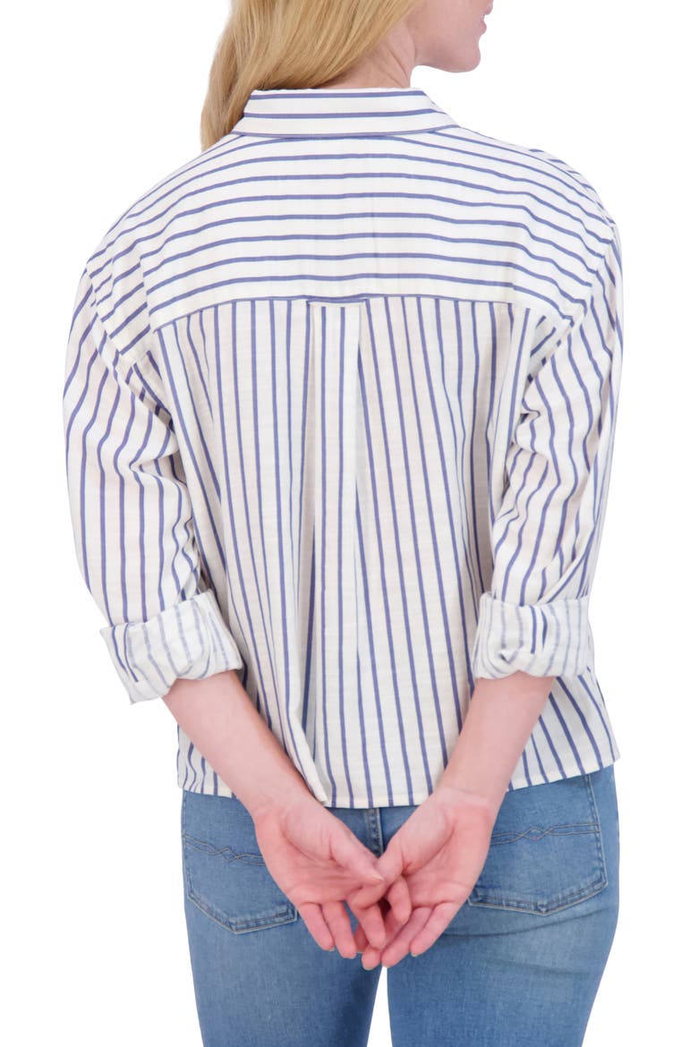 Stripe Cropped Button-Up Shirt, Alternate, color, WHITE STRIPE