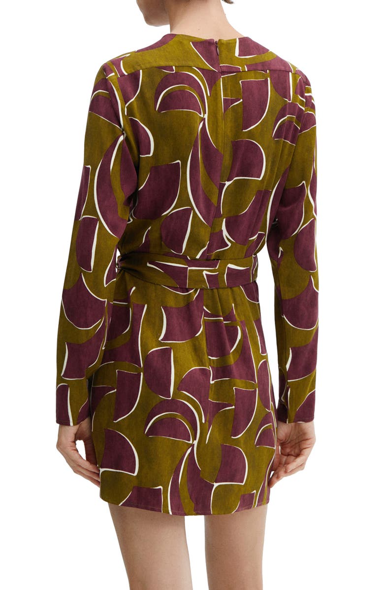 MANGO Geo Print Long Sleeve Faux Wrap Minidress, Alternate, color, 