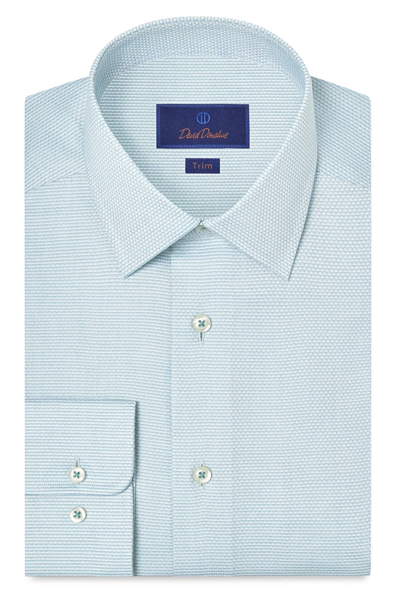 Trim Fit Micro Print Cotton Dobby Dress Shirt, Main, color, SEAFOAM