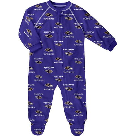 Newborn Purple Baltimore Ravens Allover Print Raglan Full-Zip Jumper