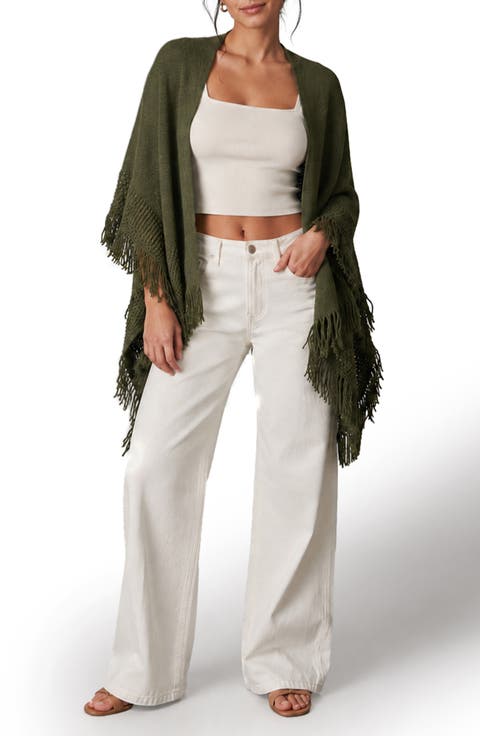 Embroidery Fringed Ruana