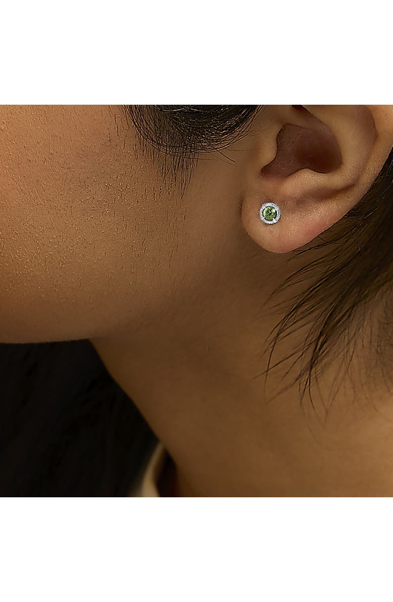 Haus of Brilliance Silver 1/3 Ct Green Diamond Solitaire Milgrain Stud Earrings, Alternate, color, Green Diamond
