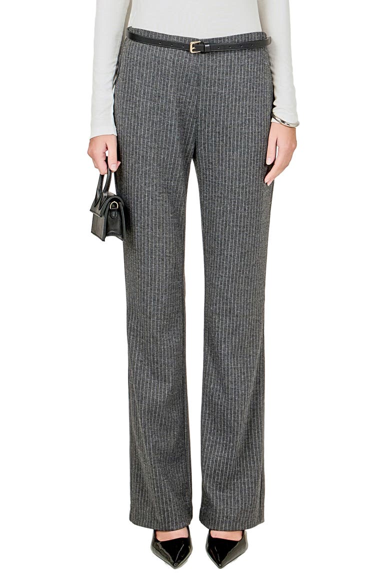 Stripe Stretch Knit Flare Pants, Main, color, GREY