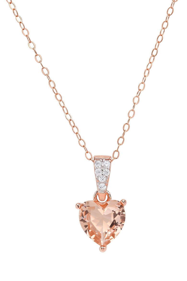 Heart-Cut Cubic Zirconia Pendant Necklace, Main, color, ROSE GOLD