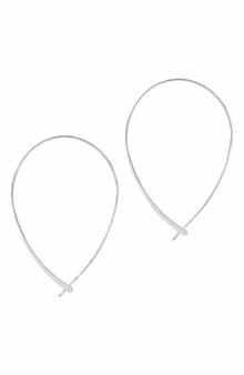 Sterling Forever Threader Hoop Earrings