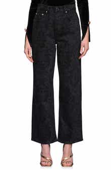 Avec Les Filles Printed Cinch High Waist Wide Leg Jeans