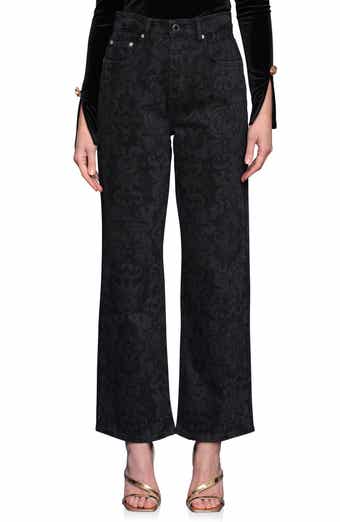 Printed Cinch High Waist Wide Leg Jeans