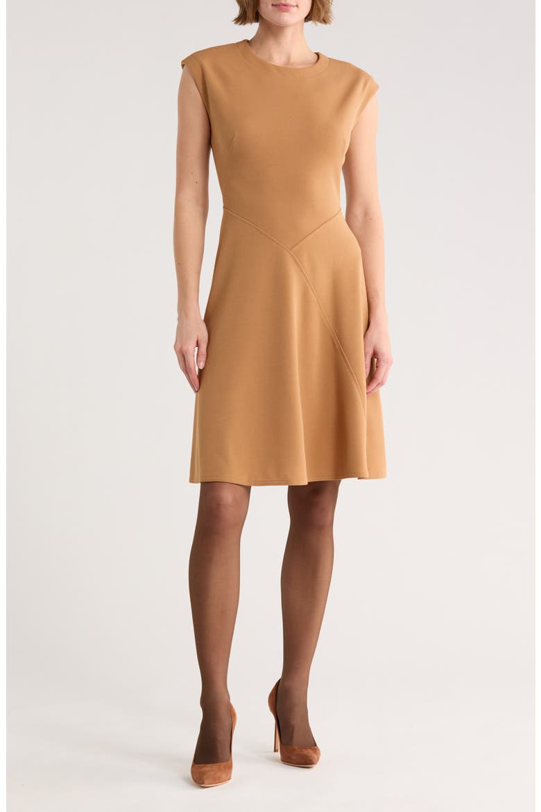Cap Sleeve A-Line Dress, Main, color, LUGGAGE