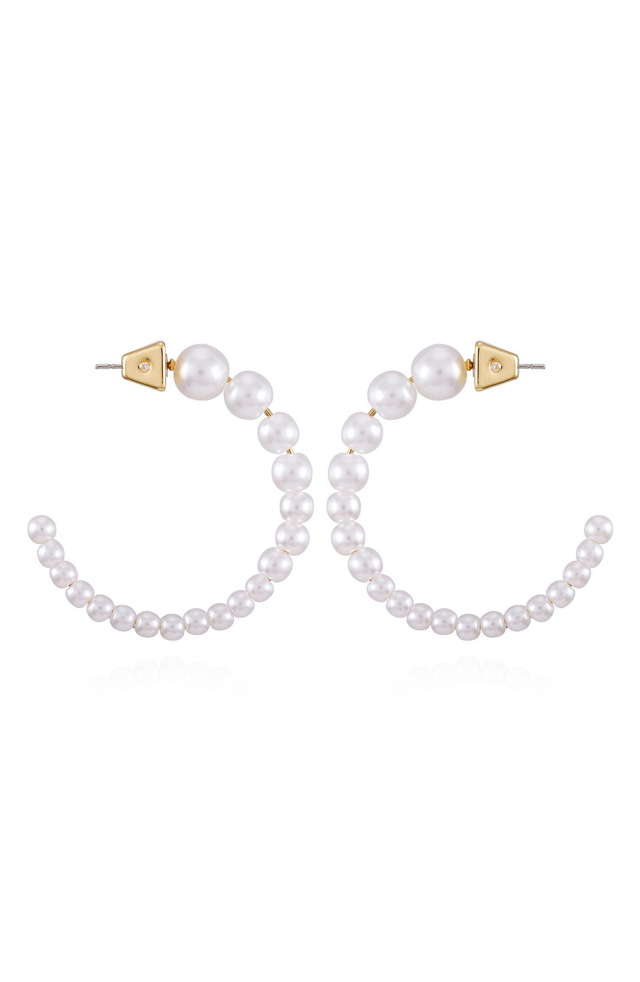 Vince Camuto Imitation Pearl Hoop Earrings