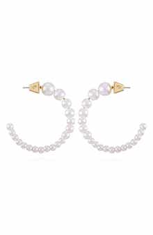 Vince Camuto Imitation Pearl Hoop Earrings