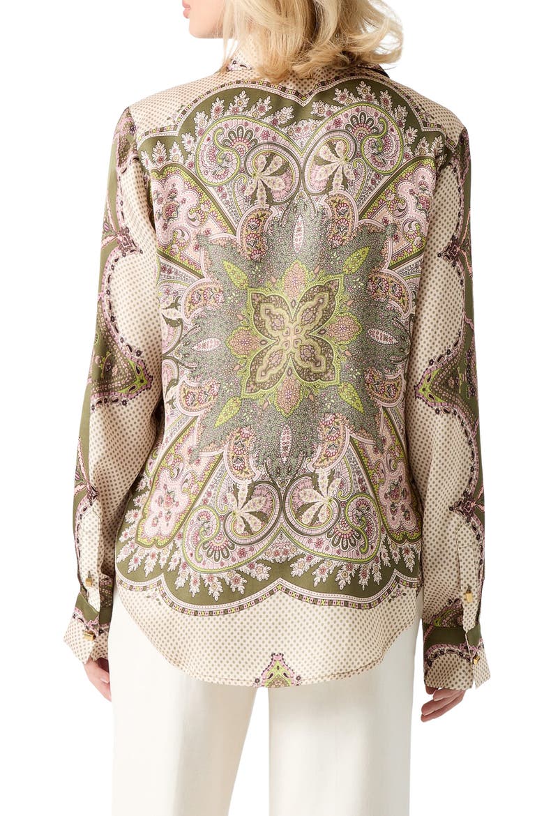 Melissa Mixed Print Button-Up Shirt, Alternate, color, BROWN