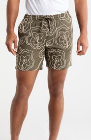 PacSun Olive Cotton & Linen Embroidered Shorts