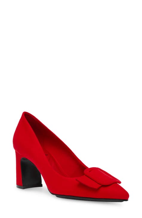 Red mid heel shoes online