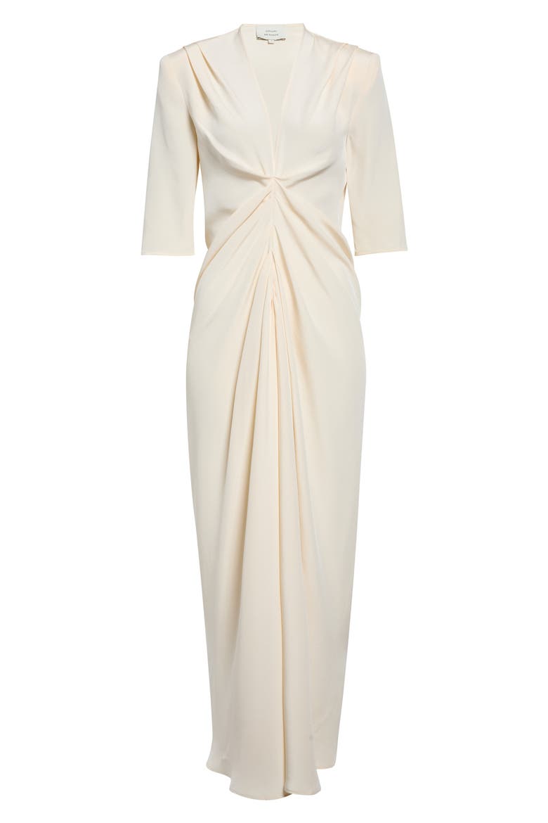 Willa Pleat Front Silk Crêpe de Chine Maxi Dress, Main, color, IVORY