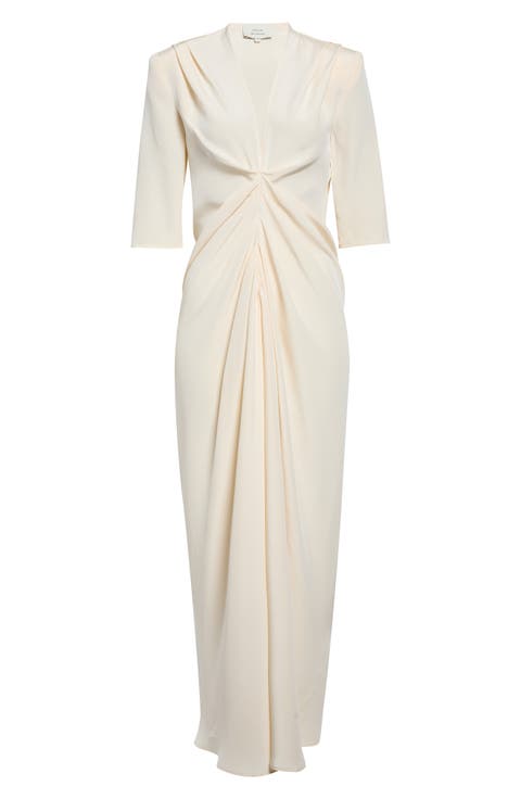 Willa Pleat Front Silk Crêpe de Chine Maxi Dress