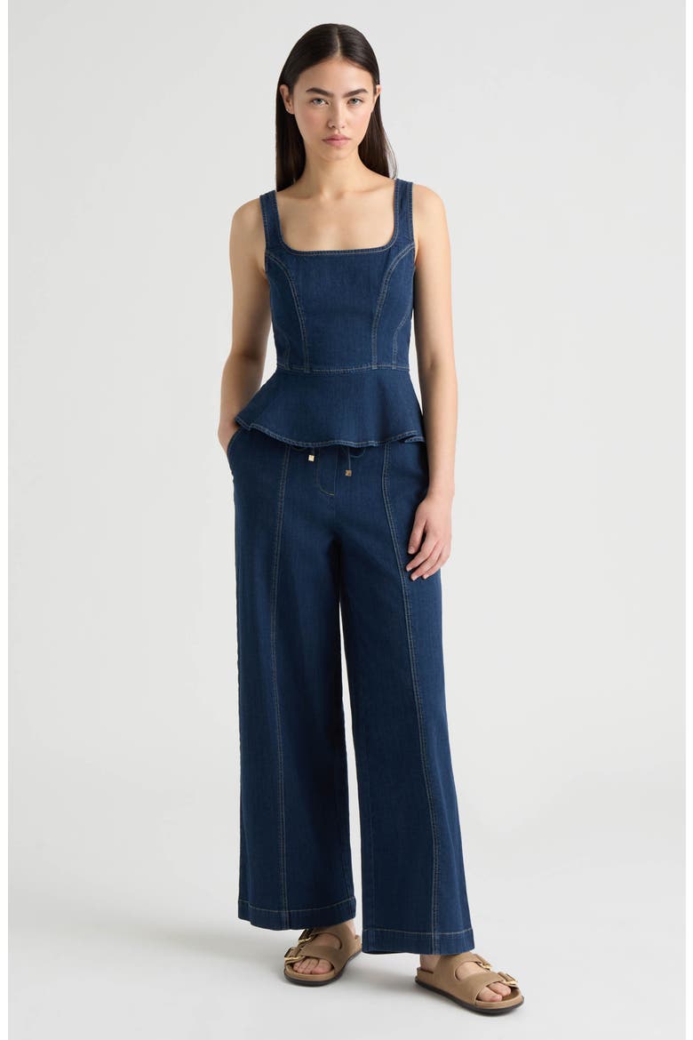 Wide Leg Drawstring Jeans, Alternate, color, DARK DENIM