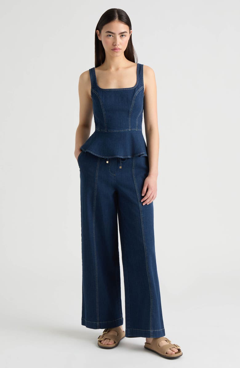 NVLT Wide Leg Drawstring Jeans, Alternate, color, Dark Denim