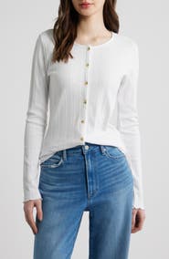 Faherty Paradise Organic Cotton Blend Pointelle Cardigan