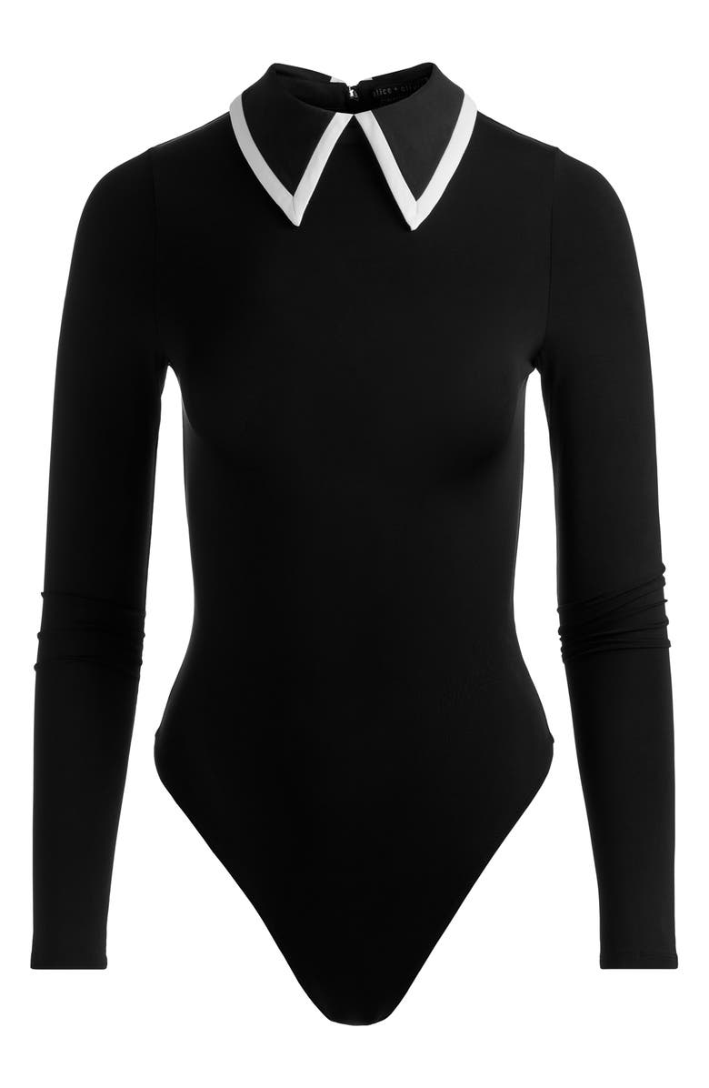 Alice + Olivia Keenan Polo Bodysuit, Alternate, color, Black