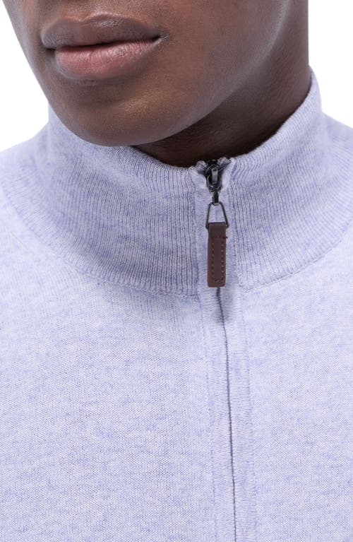 Bugatchi Merino Wool & Silk Bird's Eye Quarter Zip Sweater In Lilac