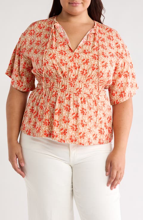 Renae Short Sleeve Peplum Top (Plus)