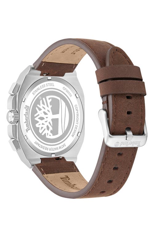 Timberland Mackinac Multifunction Chronograph Leather Strap Watch, 44mm X 25mm In Dark Brown