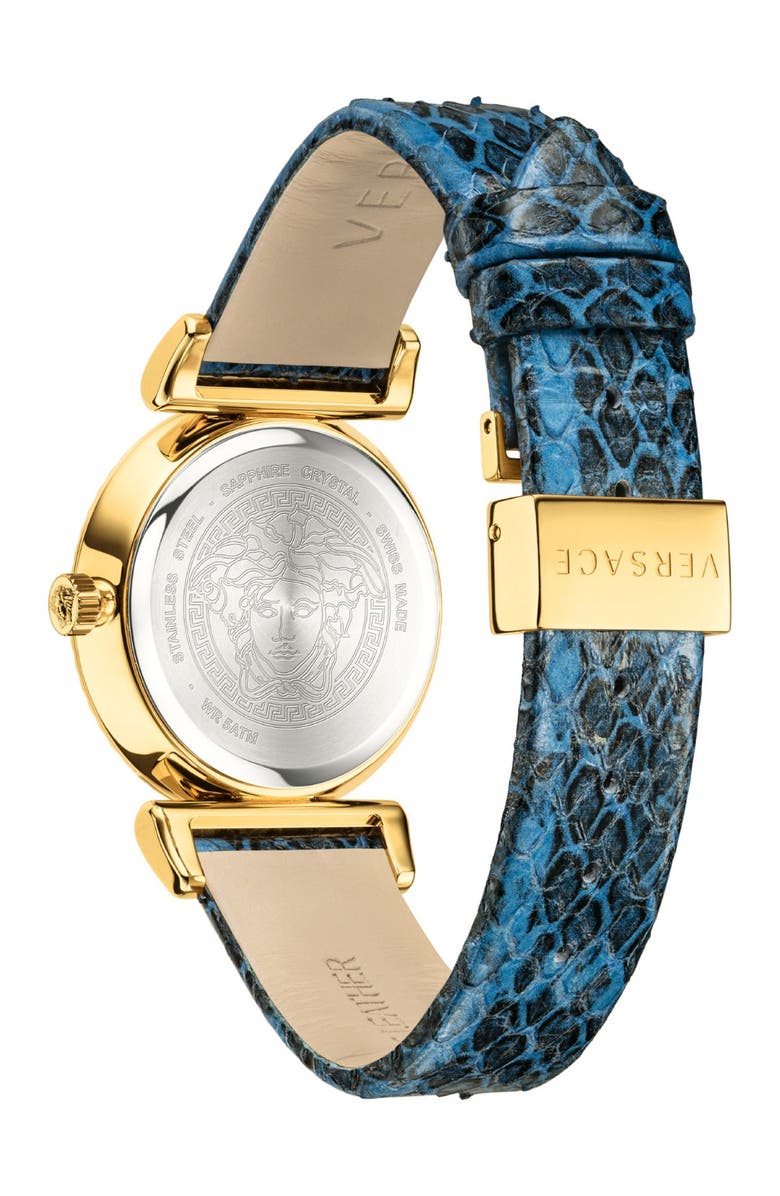 Versace Women's V-Motif Snake Embossed Leather Strap Watch, 35mm, Alternate, color, 