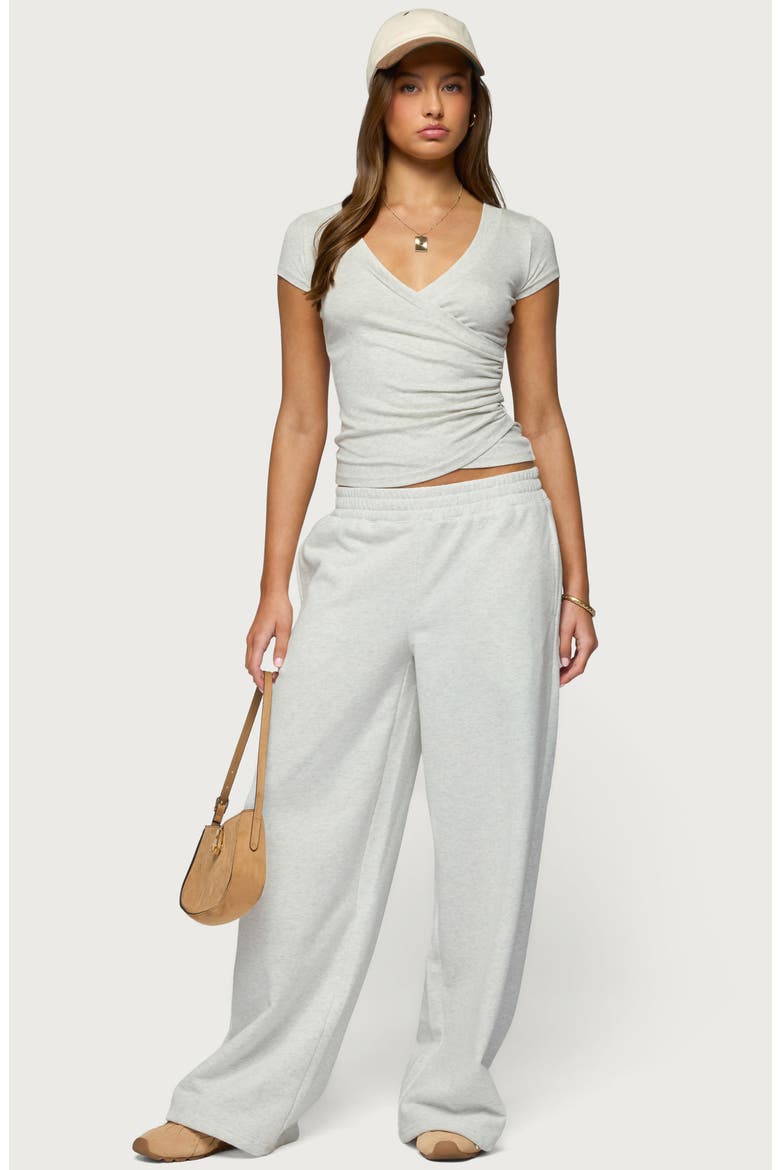 Iria Faux Wrap Top, Alternate, color, LIGHT-GRAY-MELANGE