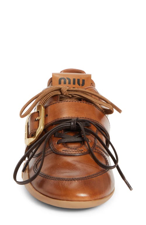 Miu Miu Buckled Leather Sneakers In Animal Print
