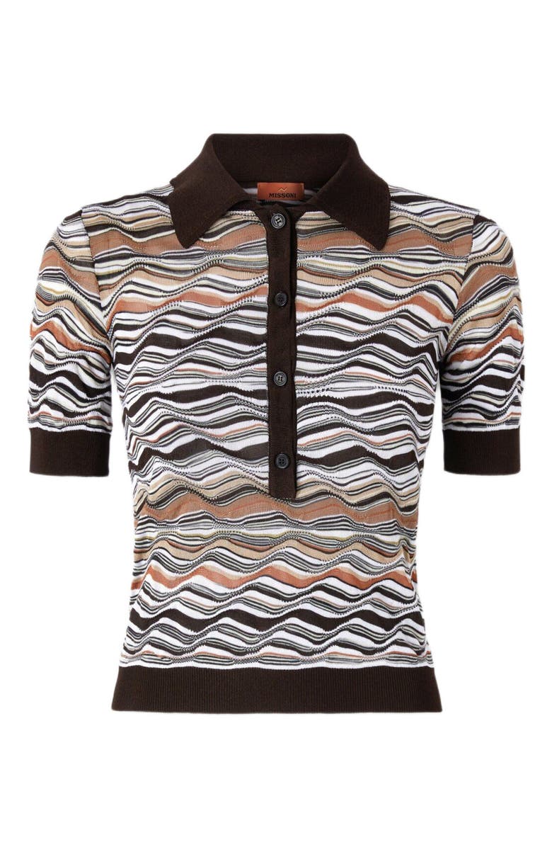 Missoni Short Sleeve Polo With Wave Pattern, Alternate, color, Beige & Brown