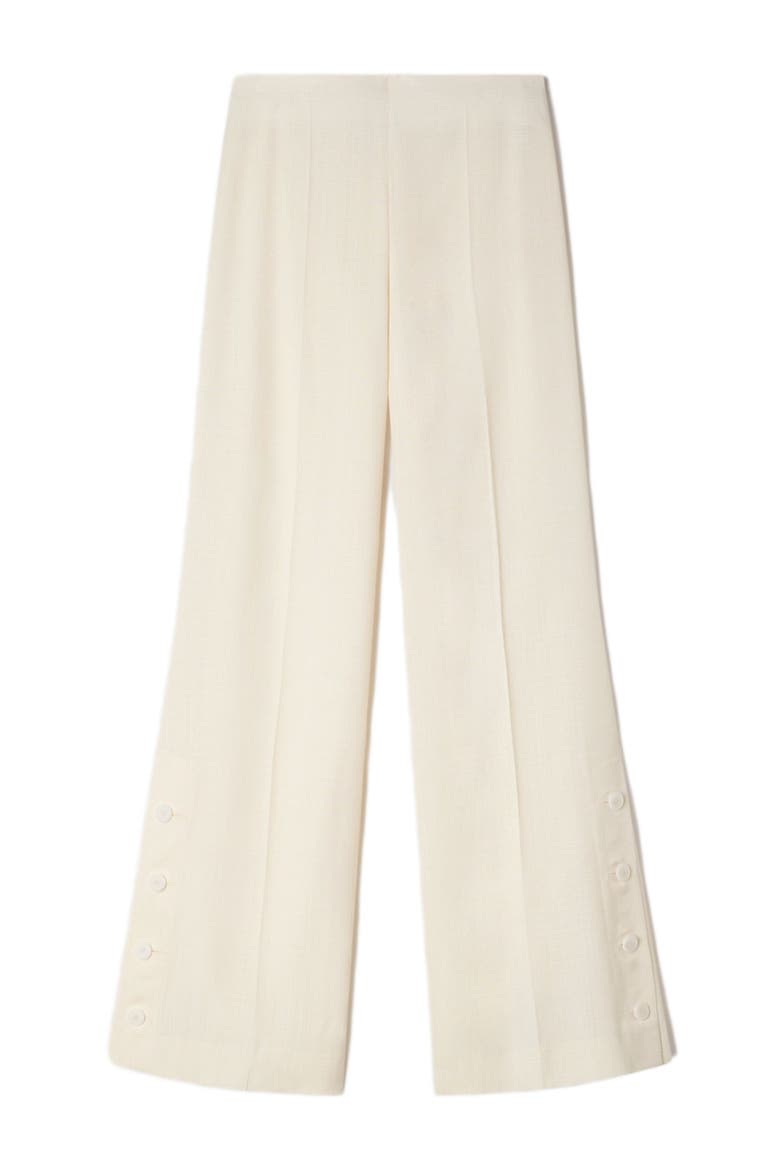 Buttoned-slit straight-leg trousers, Alternate, color, Ecru