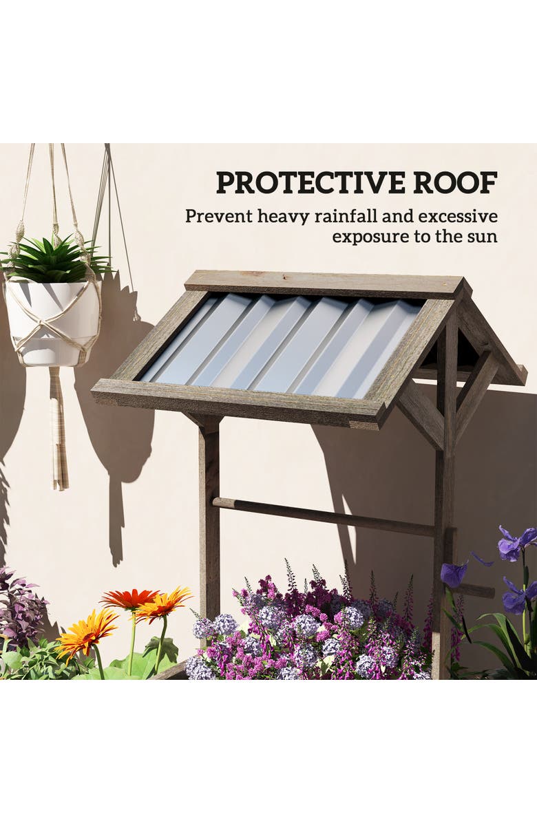 Outsunny Wooden Wishing Well Planter, Alternate, color, Light Gray