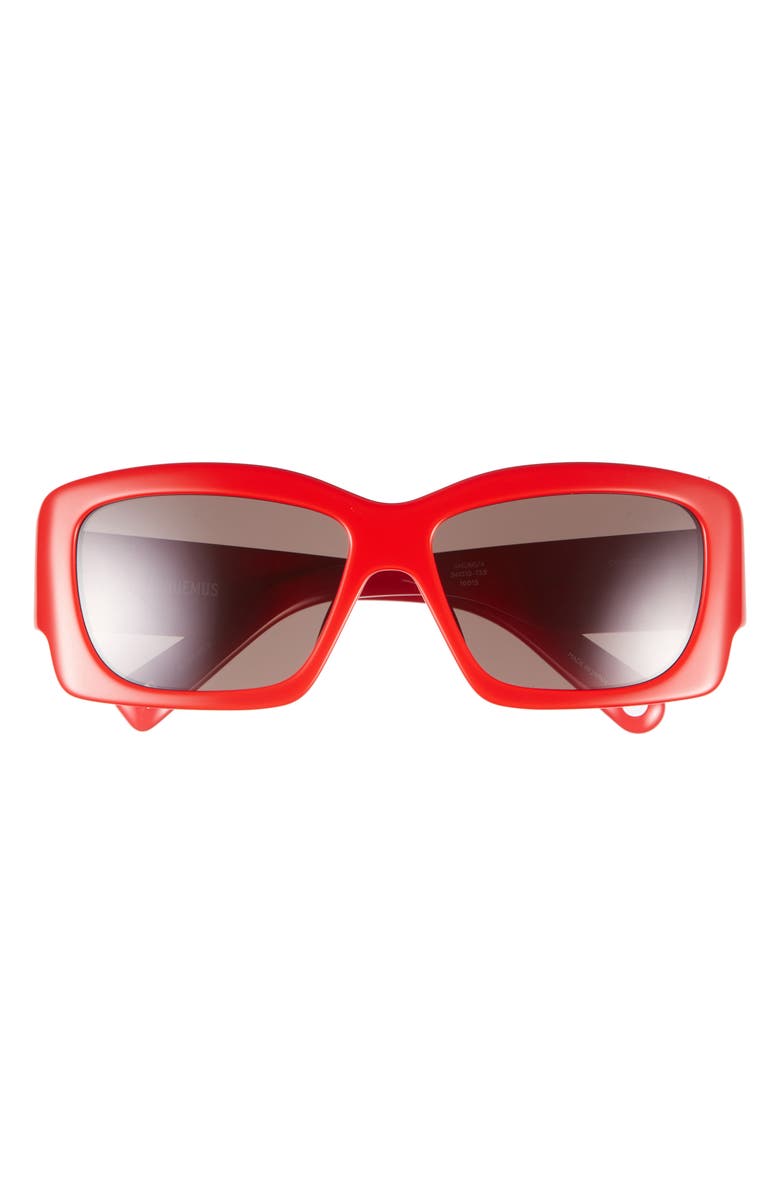 Jacquemus Croisire Square Sunglasses, Main, color, Red/ Gunmetal