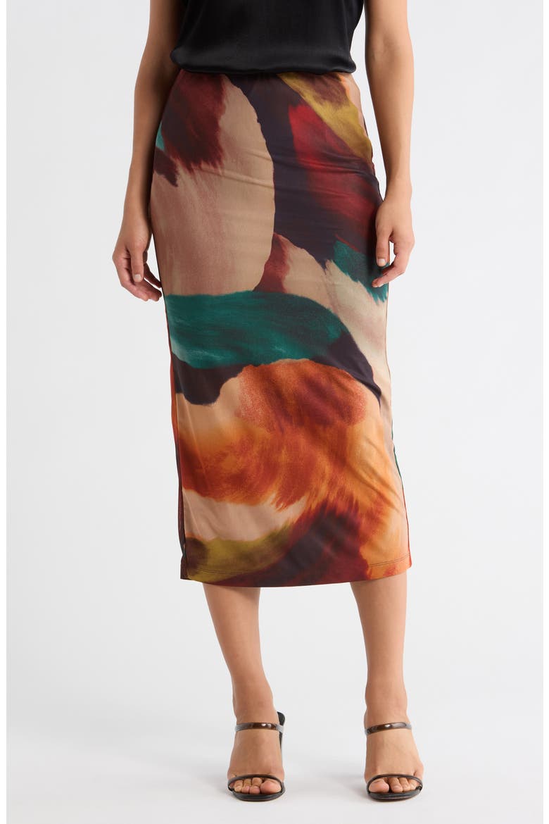 Mesh Pencil Skirt, Main, color, CHESTNUT