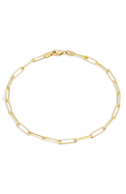 14K Gold Paperclip Chain Bracelet