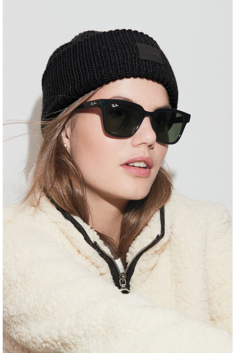 Half Cardigan Stitch Beanie, Alternate, color, BLACK