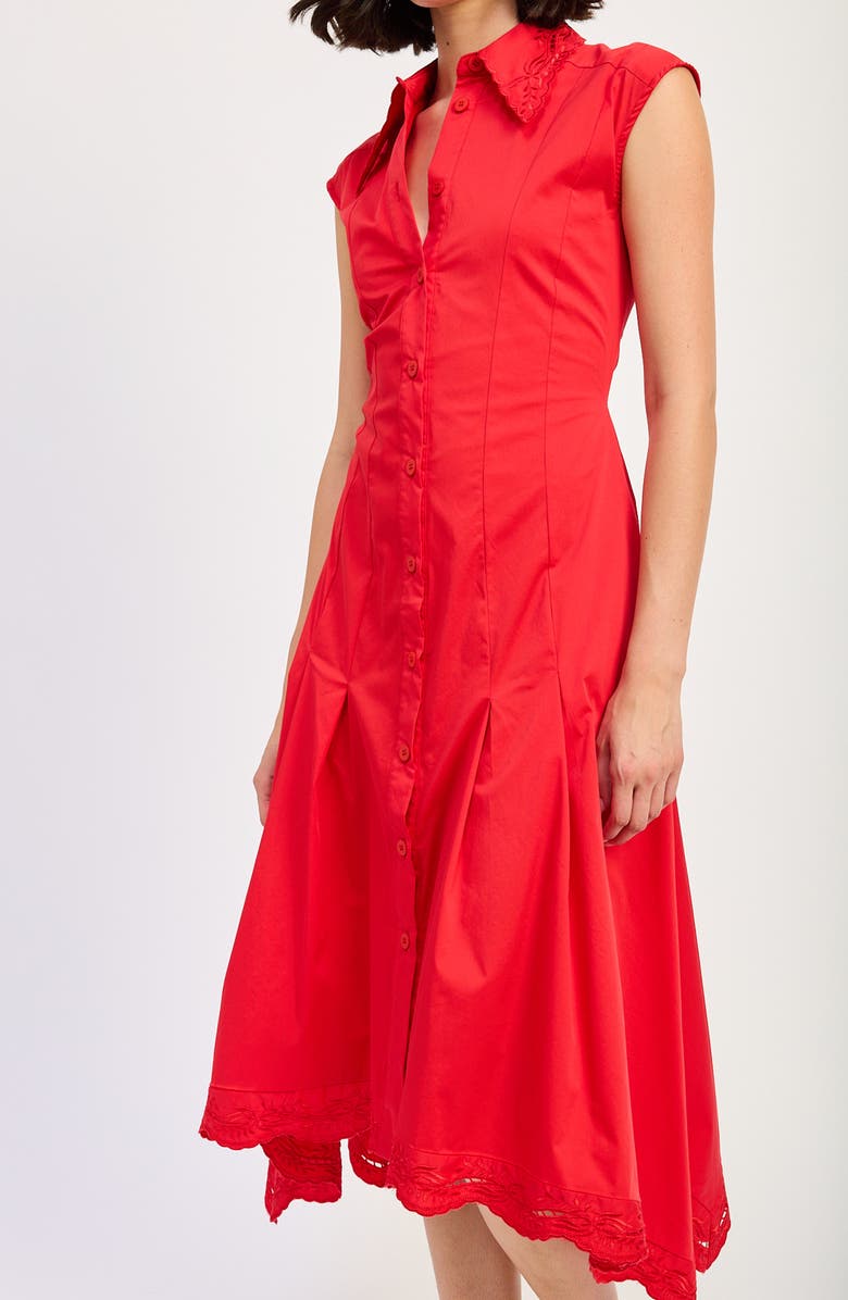 En Saison Payton Handkerchief Hem Cotton Blend Shirtdress, Alternate, color, 