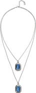 UNODE50 Double-Layer Silver-Tone Necklace with Blue Crystals