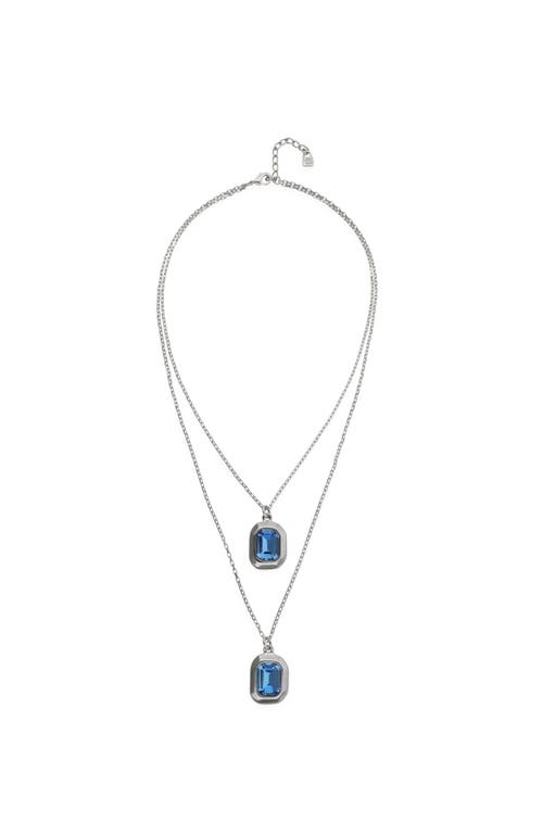 Unode50 Double-layer Silver-tone Necklace With Blue Crystals In Silver
