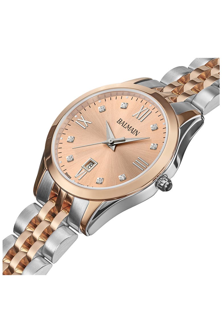 Classic R Diamond Bracelet Watch, 30mm, Alternate, color, BICOLOR STAINLESS STEEL AND R