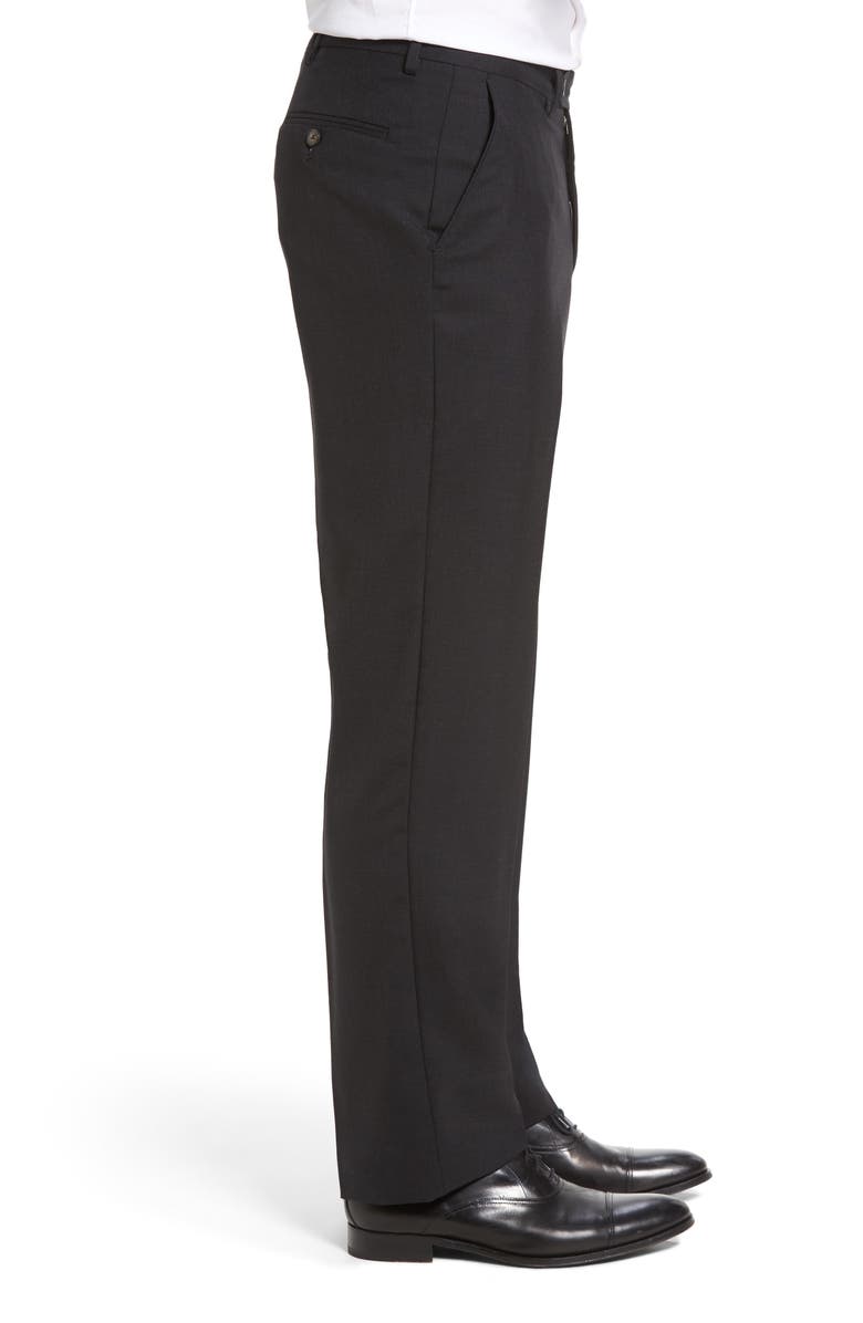 Berle Lightweight Plain Weave Flat Front Classic Fit Trousers, Alternate, color, Charcoal